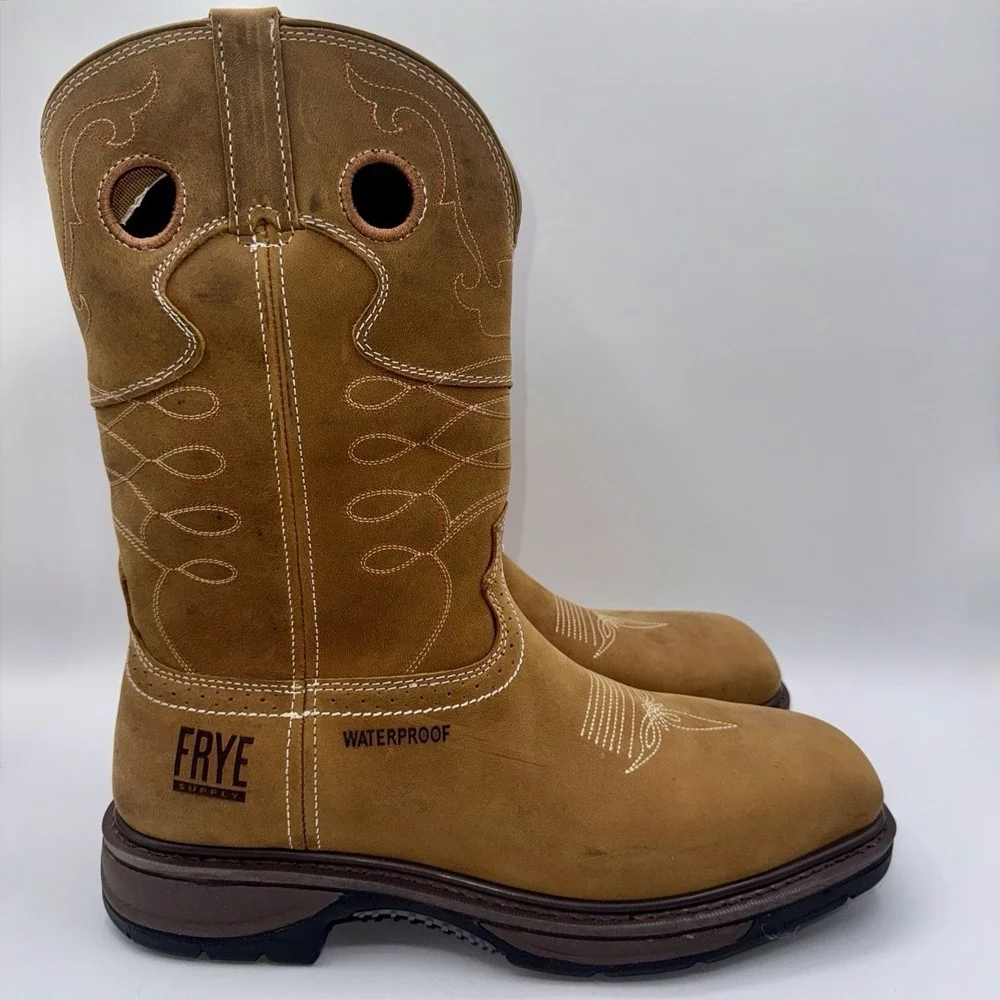 Frye Supply Safety Crafted Waterproof Boots Men's Size 10 W Wide Brown Steel Toe